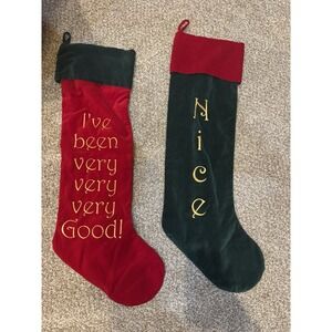 2 Christmas Stockings Naughty/Nice Good/Bad Double Sided